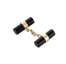 Load image into Gallery viewer, Gold and black onyx cufflinks
