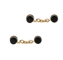 Load image into Gallery viewer, Gold and black onyx cufflinks
