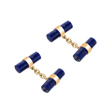 Load image into Gallery viewer, Gold and Lapis cufflinks
