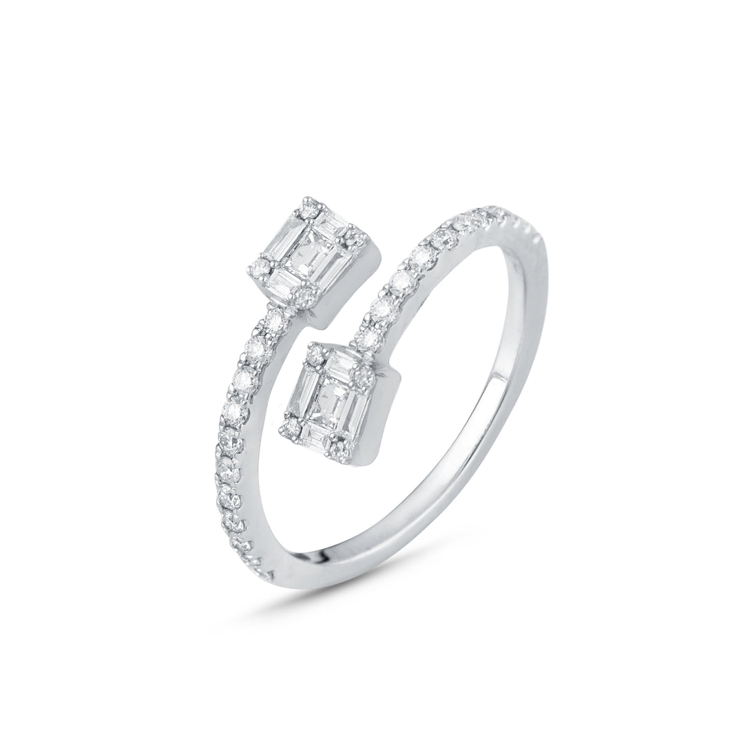 Double-head diamond ring in white gold