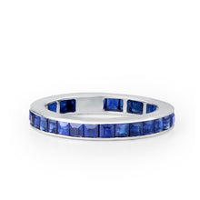 Load image into Gallery viewer, Shop blue sapphire channel-set ring in white gold at DiraLondon.com
