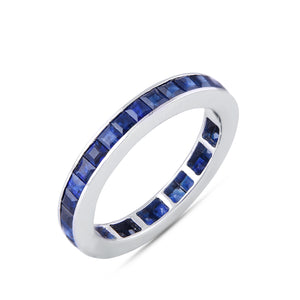 Shop channel set blue sapphire gold ring at Dira London.com