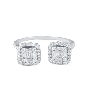Double-head diamond cluster ring