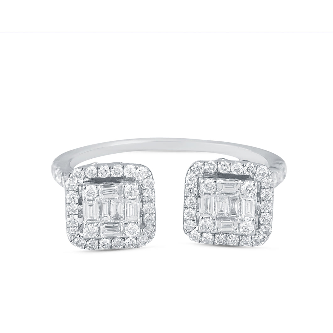 Double-head diamond cluster ring