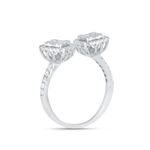 Double-head diamond cluster ring