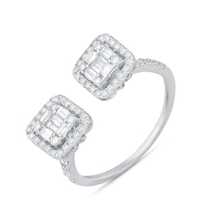 Double-head diamond cluster ring
