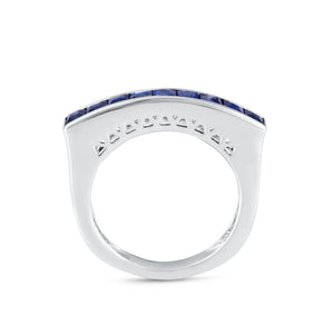 Shop channel set blue sapphire ring at Dira London.com