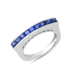 Shop channel set blue sapphire ring at Dira London.com