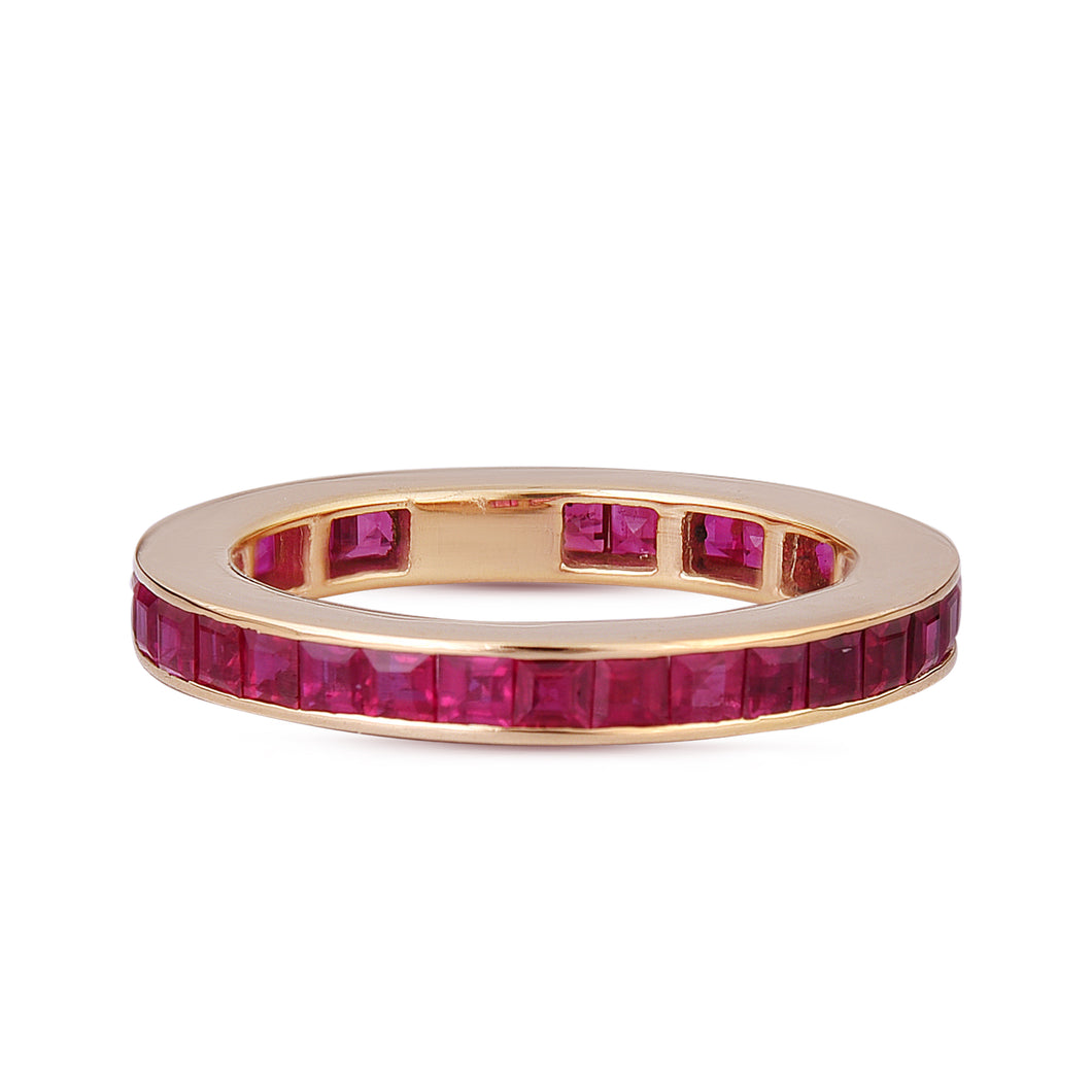 Channel-set ruby and gold band