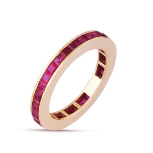 Channel-set ruby and gold band