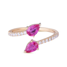 Load image into Gallery viewer, Double-head ruby and diamond ring
