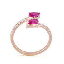 Load image into Gallery viewer, Double-head ruby and diamond ring
