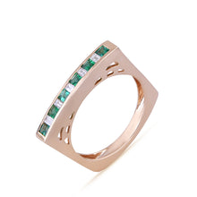 Load image into Gallery viewer, Shop channel set diamond and emerald band at Dira London.com
