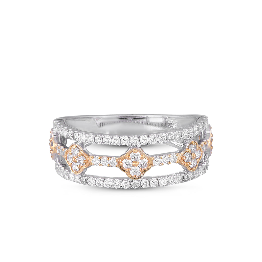 Three-rows diamond band