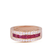 Load image into Gallery viewer, The ruby and diamond band in yellow gold
