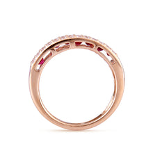 Load image into Gallery viewer, The ruby and diamond band in yellow gold
