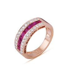 Load image into Gallery viewer, The ruby and diamond band in yellow gold
