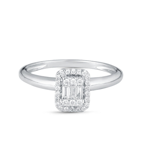 Shop cluster diamond ring in 18 carat white gold at DiraLondon.com