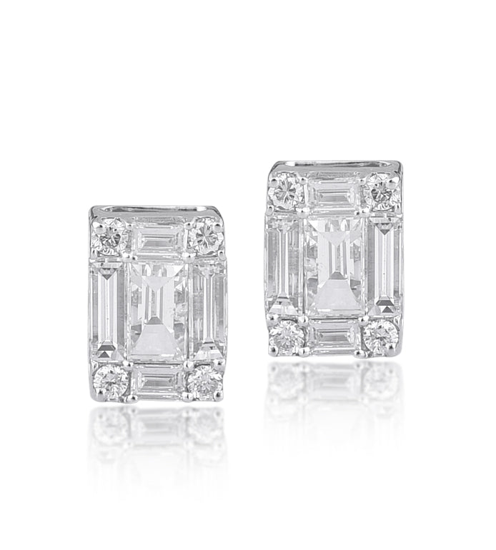 Rectangular diamond stud
