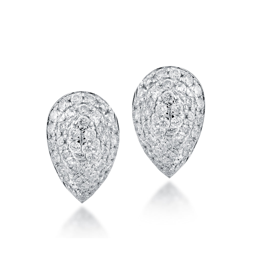 Pear-shaped diamond-cluster stud