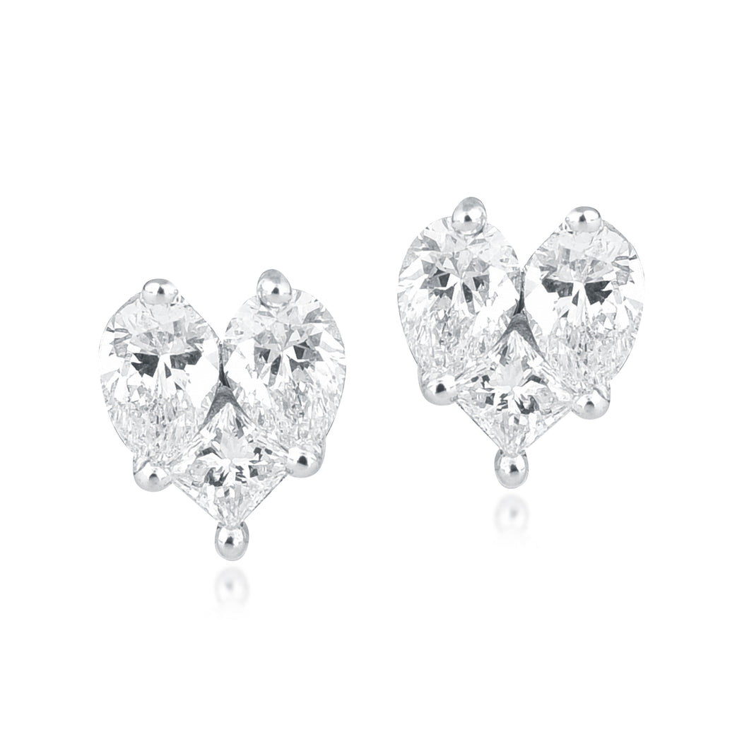 Buy Dual Heart Diamond Stud Earrings Online