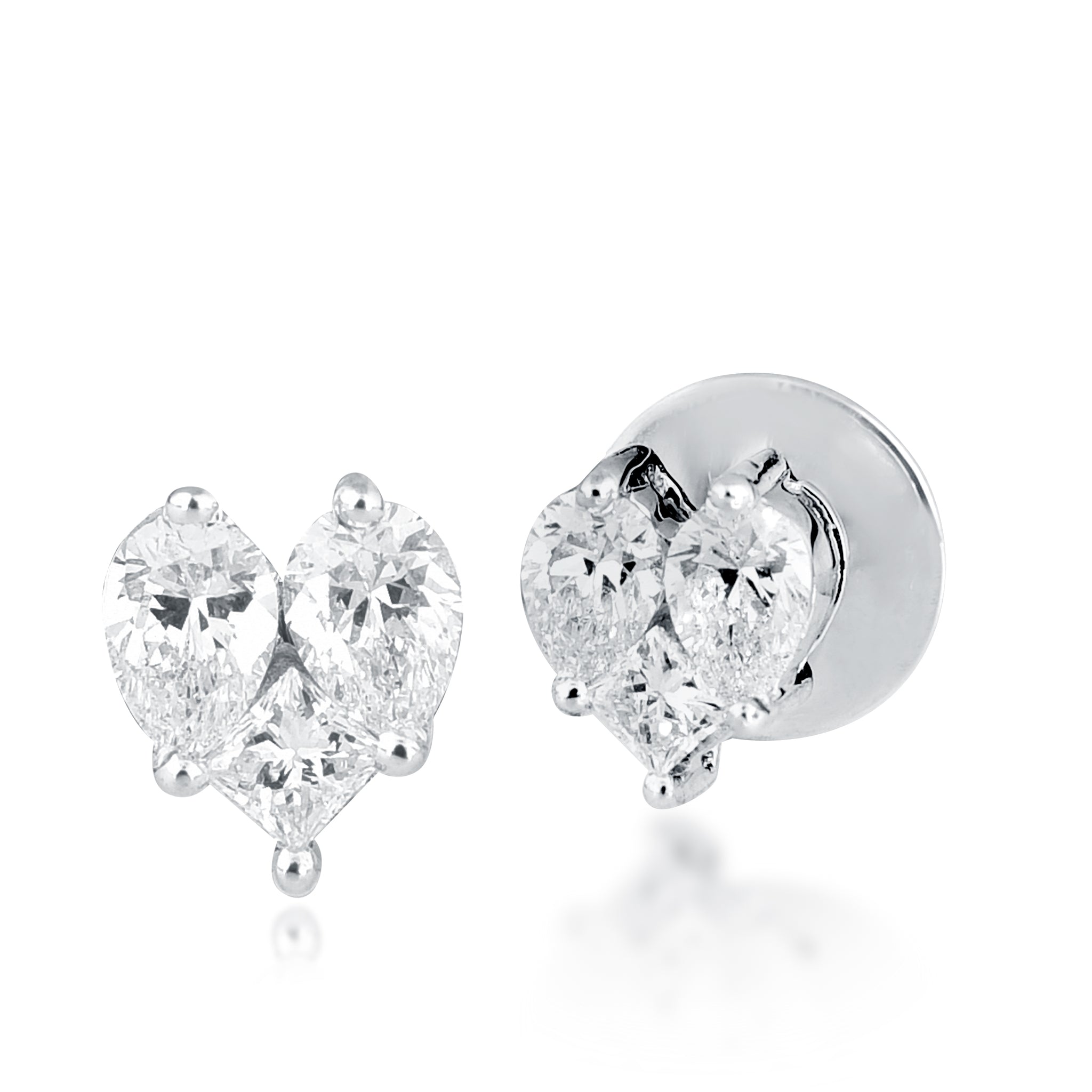 Petite Round and Baguette Diamond Heart Studs – Nicole Rose Fine Jewelry