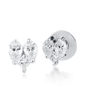 Heart diamond stud