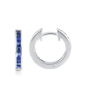 Shop channel set blue sapphire hoop earrings at Dira London.com