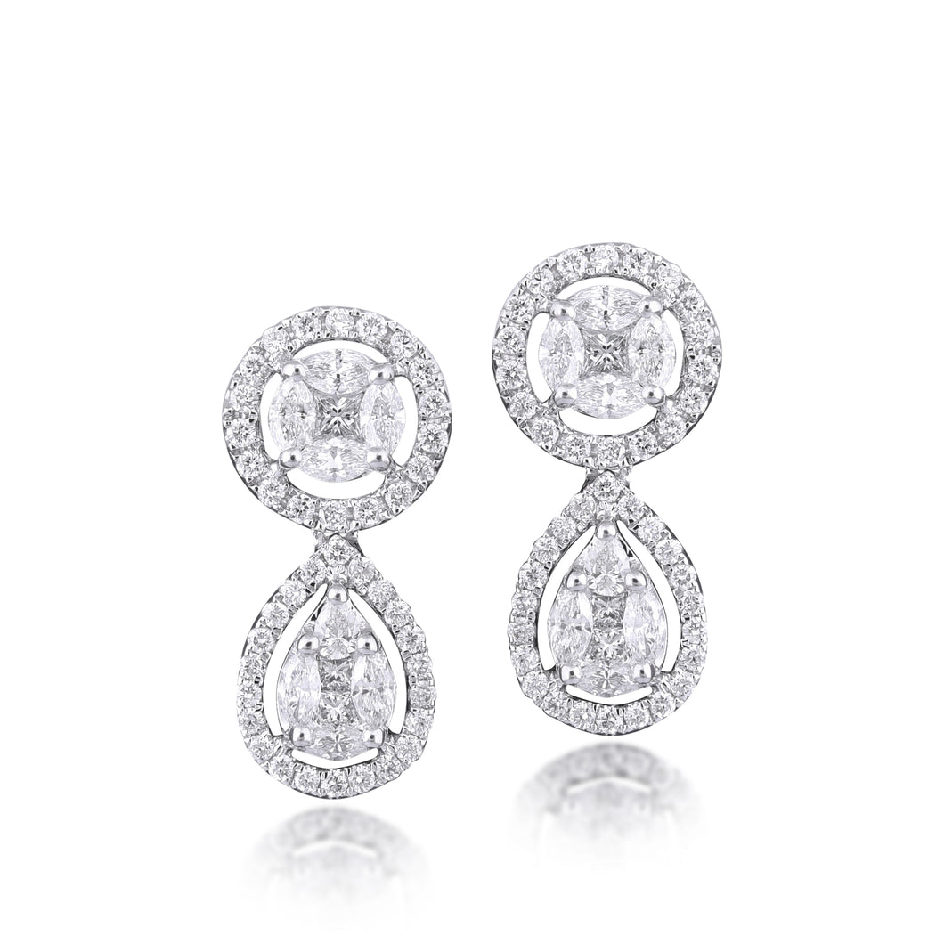 Rain drops - diamond earring in white gold