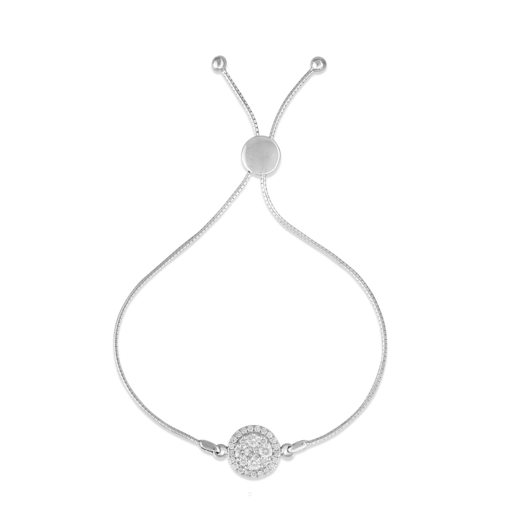 Round-centre diamond bracelet (adjustable)