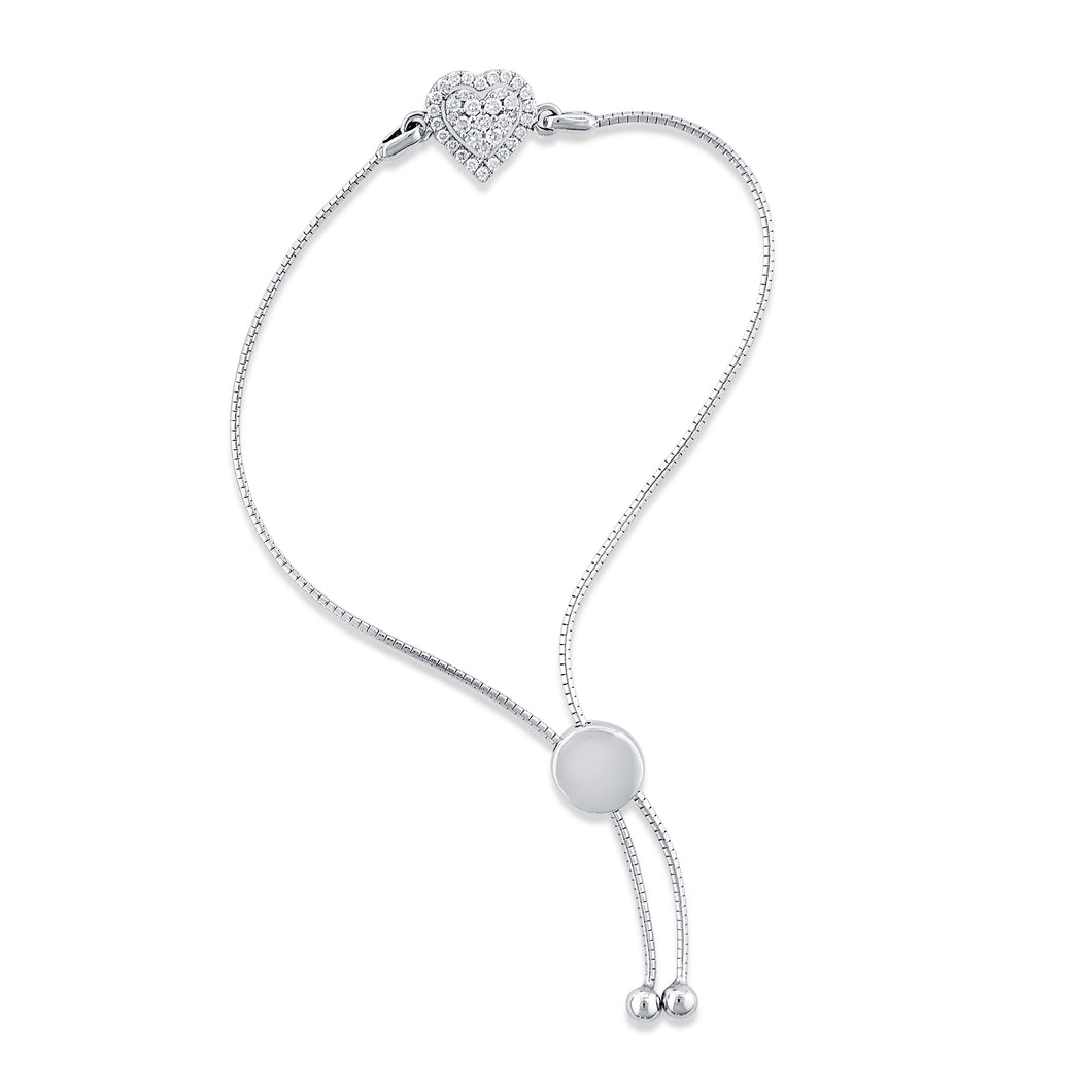 Heart-shaped diamond bracelet (adjustable)