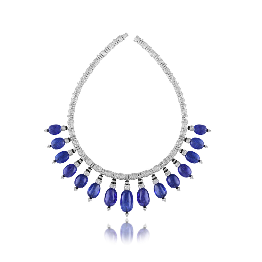 Luxe tanzanite and diamond necklace