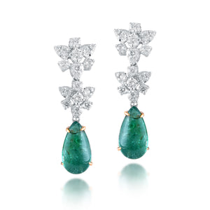 Luxe diamond and Zambian emerald earrings