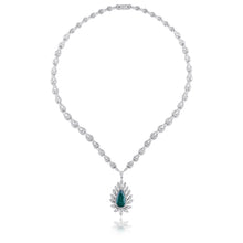 Load image into Gallery viewer, Luxe solitaire-emerald and diamond necklace
