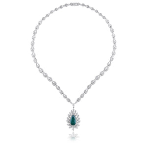 Luxe solitaire-emerald and diamond necklace