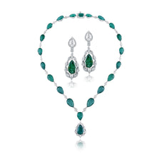 Load image into Gallery viewer, Luxe marquise-diamond and pear-emerald necklace
