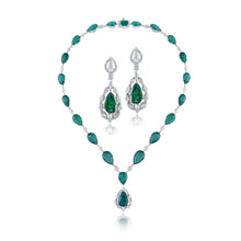 Load image into Gallery viewer, Luxe marquise-diamond and pear-emerald drop earrings
