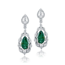 Load image into Gallery viewer, Luxe marquise-diamond and pear-emerald drop earrings
