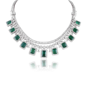 Luxe bold emerald and diamond neckpiece