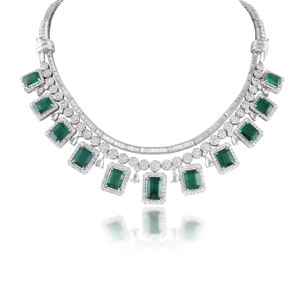 Luxe bold emerald and diamond neckpiece