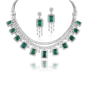 Luxe bold emerald and diamond neckpiece