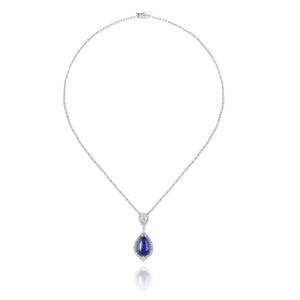 Shop blue sapphire solitaire necklace at Dira London.com