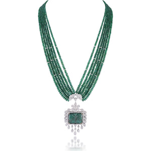 Luxe emerald beads and diamond necklace