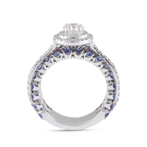 Solitaire diamond ring with sapphires and rubies