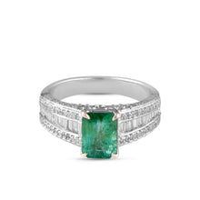 Load image into Gallery viewer, Emerald-centre and diamond ring
