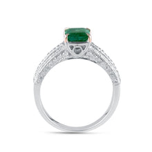 Load image into Gallery viewer, Emerald-centre and diamond ring
