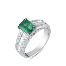 Load image into Gallery viewer, Emerald-centre and diamond ring
