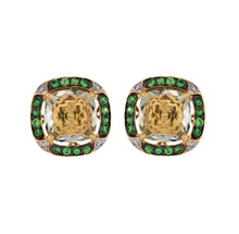 Load image into Gallery viewer, Green amethyst, t-savorite and diamond stud
