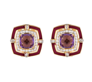 Shop Amethyst, gold and diamond earrings at Dira London.com