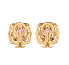 Load image into Gallery viewer, Amethyst and diamond earrings with cherry-red enamel border
